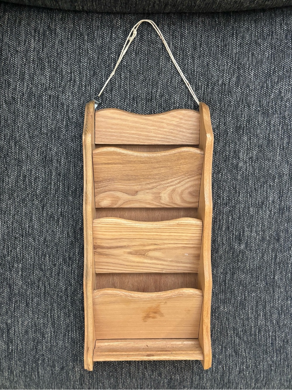 Vintage 3 tier wall-mounted wooden mail and letter organizer